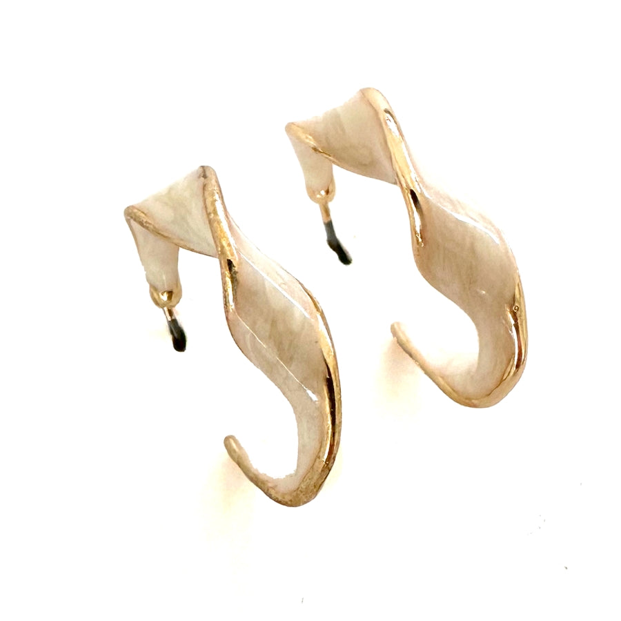 Twist Enamel Hoop Earrings - Black, Green, Blue, Orange, Ivory