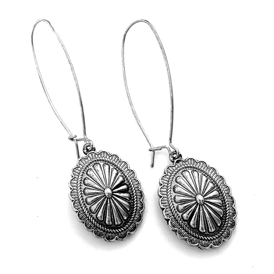 Hanging Concho Earrings - Silver, Gold or Copper