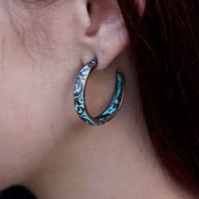 Tooled Hoop Earrings - Copper, Silver or Patina