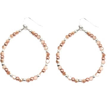 Tiny Beaded Boho Loop Earrings - Natural or Turquoise