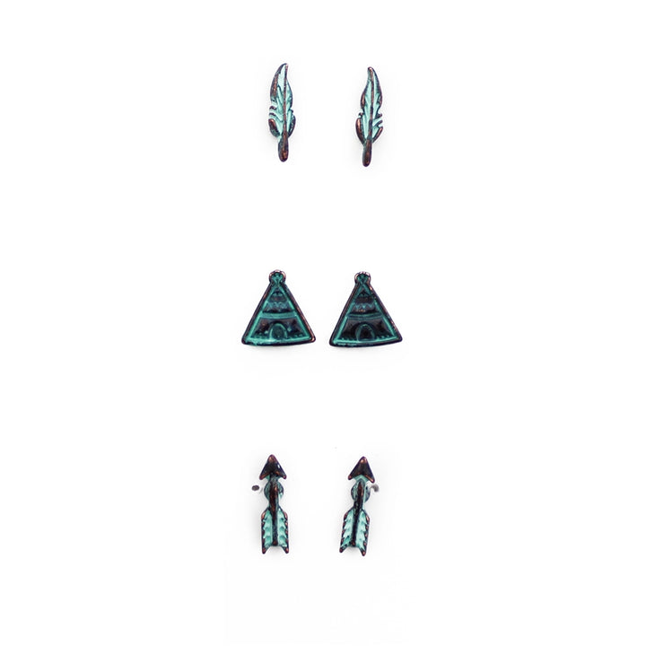 Wyo-Horse Wholesale Western Fashion Jewelry -JE249-Set-Three-Tribal-Earrings