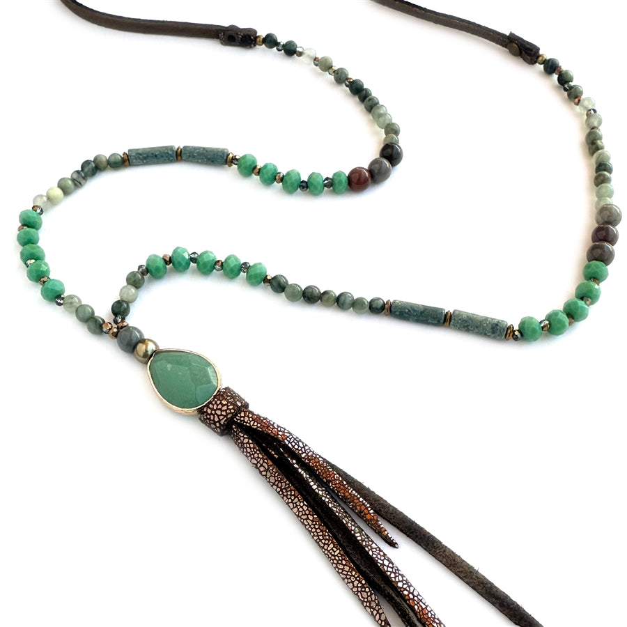 Wyo-Horse Wholesale Western Fashion Jewelry -J512-Faceted-Glass-Bead-Necklace