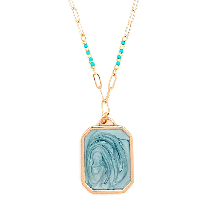 Wyo-Horse Wholesale Western Fashion Jewelry -J513-Marble-Enamel-Pendant-and-Seed-Bead