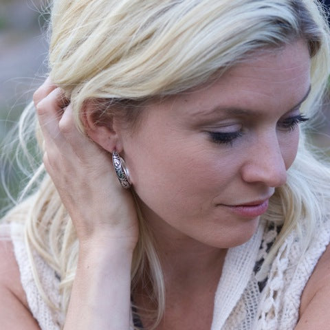 Tooled Hoop Earrings - Copper, Silver or Patina