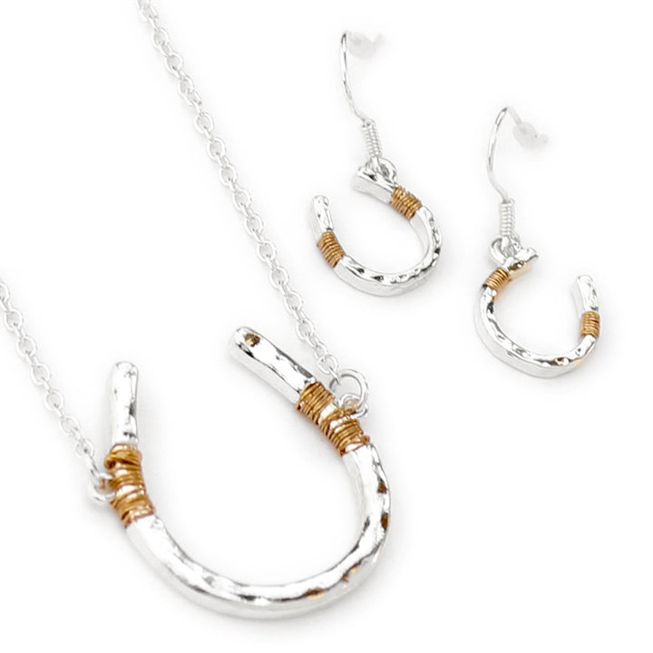 Wire Wrapped Horseshoe Necklace - Silver-Wyo-Horse