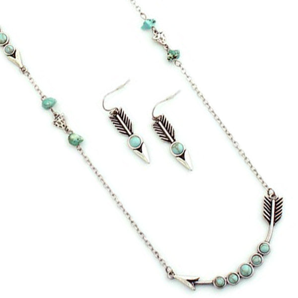 Arrow Chain with Turquoise - Silver-Wyo-Horse