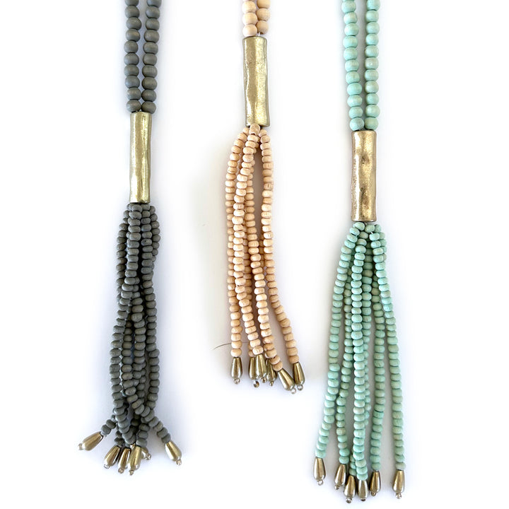 Sedona Beaded Tassle - Mint, Natural or Grey-Wyo-Horse