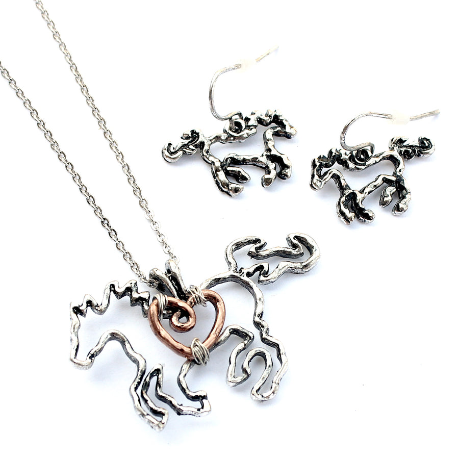 Wire Horse and Heart - Silver-Wyo-Horse
