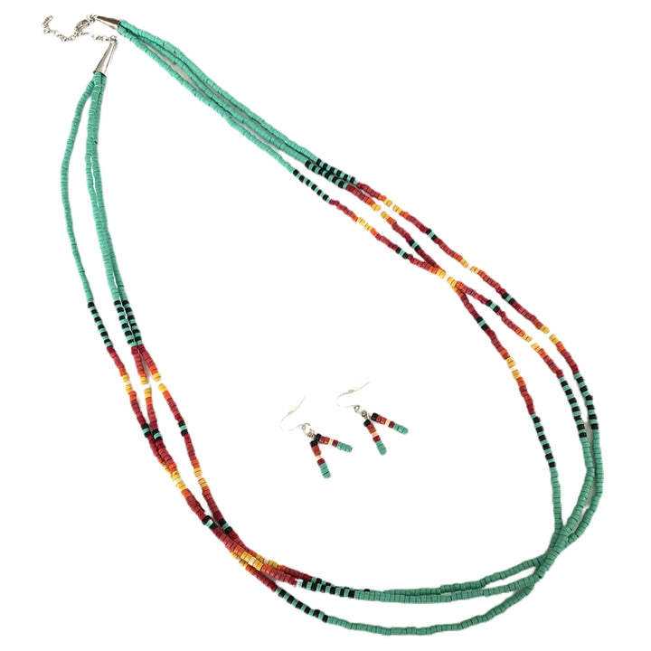 Wyo-Horse Wholesale Western Fashion Jewelry -j307-Long-Seed-Bead-Necklace-Set-Turquoise