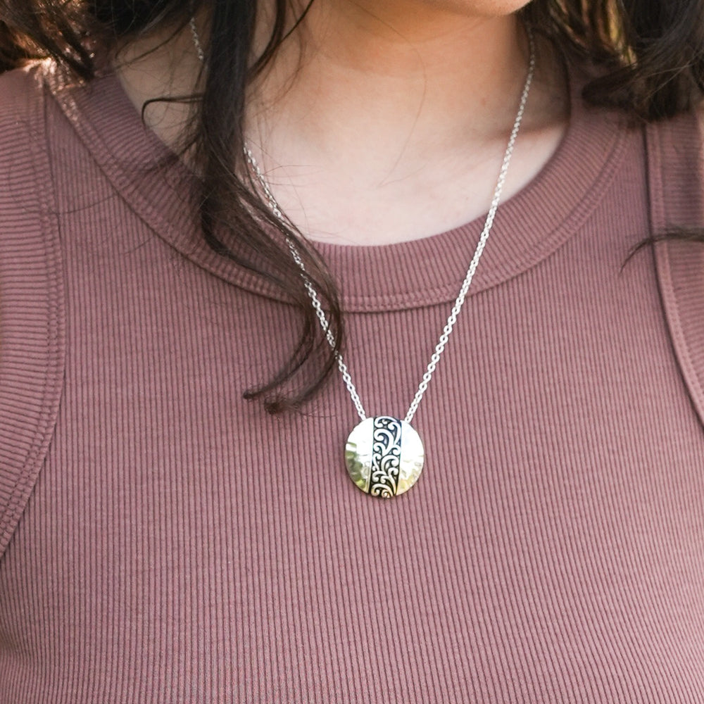 Silver Circle Necklace-Wyo-Horse