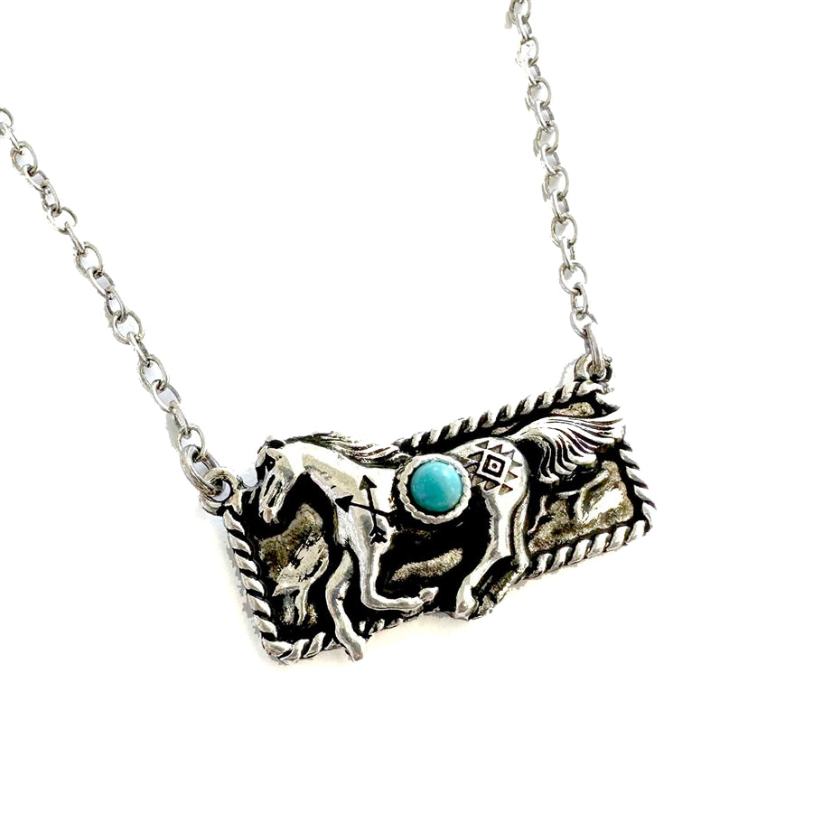 Wyo-Horse Wholesale Western Fashion Jewelry -JB002TT-Three-Tone-Running-Horse-Bracelet