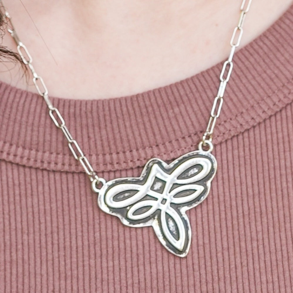 Dyecut Bootstitch Necklace - Silver-Wyo-Horse