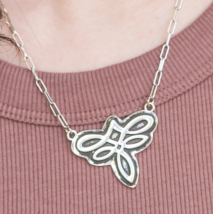 Dyecut Bootstitch Necklace - Silver-Wyo-Horse