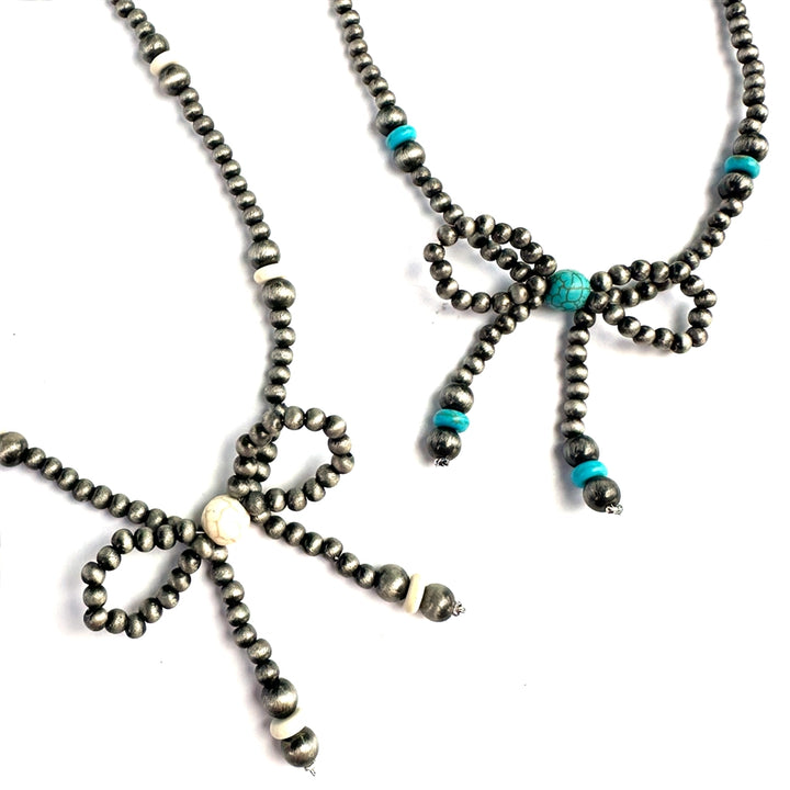 Wyo-Horse Wholesale Western Fashion Jewelry -J502-Simple-Navajo-Pearl-and-Bow-Necklace