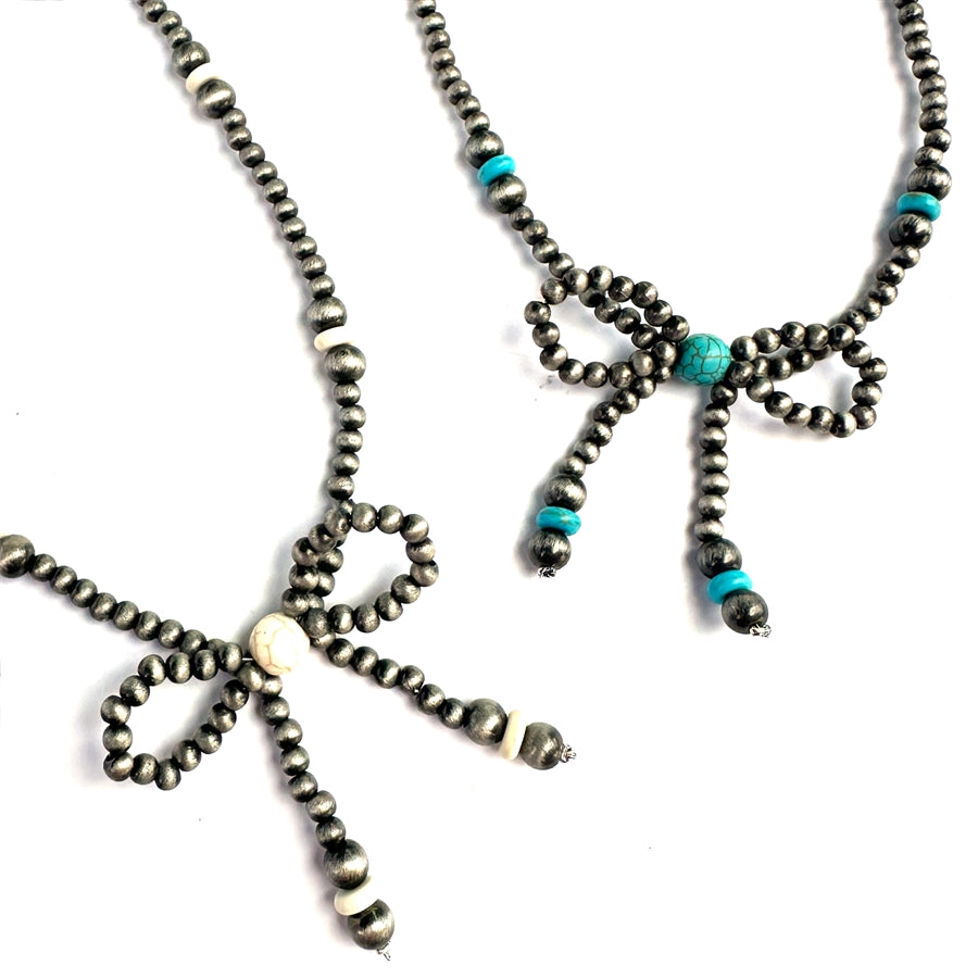 Wyo-Horse Wholesale Western Fashion Jewelry -J502-Simple-Navajo-Pearl-and-Bow-Necklace
