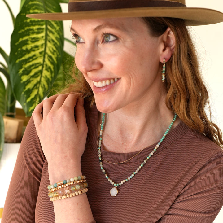 Glass Bead Hoops - Turquoise Green, Grey, Natural, Multi - Wyo-Horse - cheap cowgirl western fashion jewelry