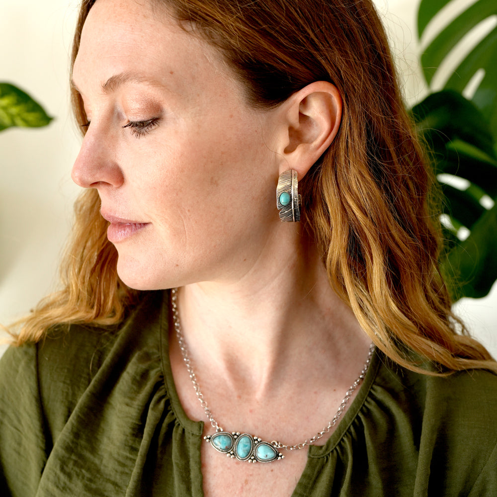 Horizontal Triple Stone Turquoise Necklace - Wyo-Horse - cheap cowgirl western fashion jewelry