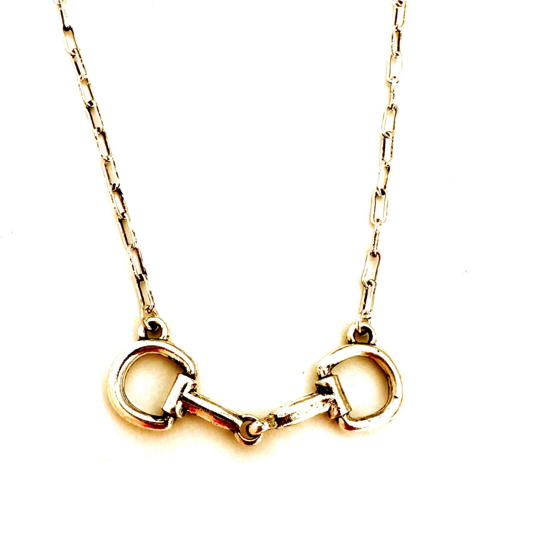Single Snaffle Bit Necklace Silver or Gold - Wyo-Horse - cheap cowgirl western fashion jewelry
