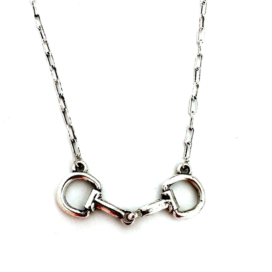 Single Snaffle Bit Necklace Silver or Gold - Wyo-Horse - cheap cowgirl western fashion jewelry