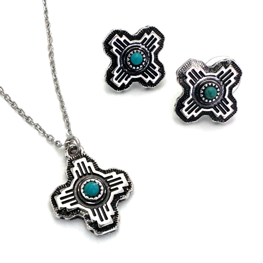 Traditional Zia Sun Burst Stud Necklace - Wyo-Horse - cheap cowgirl western fashion jewelry