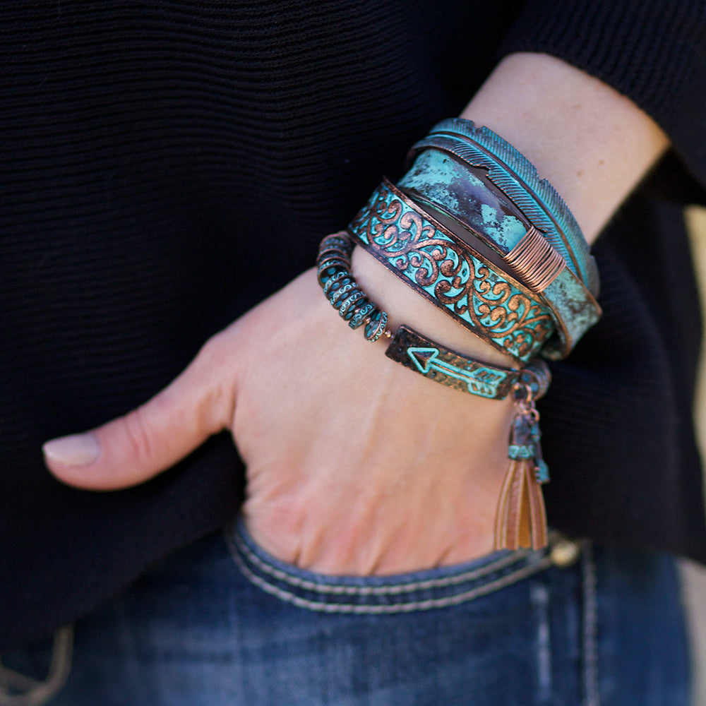 Thin Eden Cuff Bracelet - Silver, Patina or Copper-Wyo-Horse