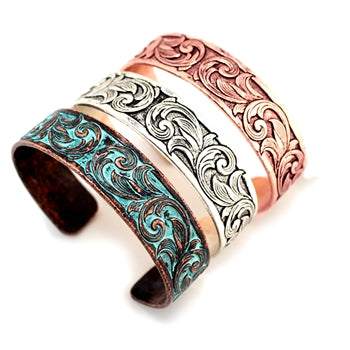 Wyo-Horse Wholesale Western Fashion Jewelry -JB238-Thin-Tooled-Cuff-Bracelet