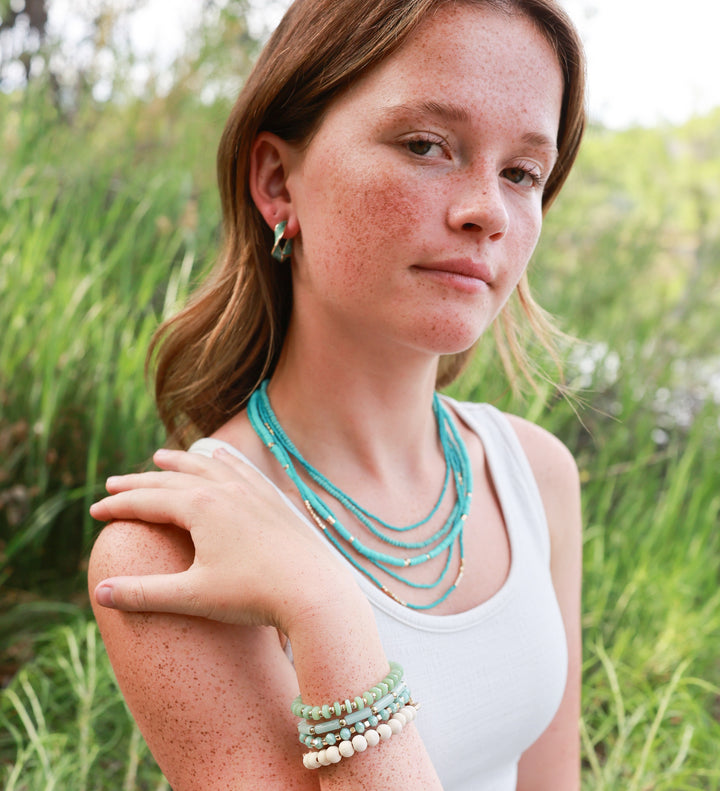 5 Layered Arvada Bead Necklace - Mint or Turquoise-Wyo-Horse