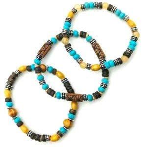 Wyo-Horse Wholesale Western Fashion Jewelry -JB393-Western-Steer-Skull-and-Stone-Strech-Bracelet