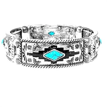 Wyo-Horse Wholesale Western Fashion Jewelry -JB398RD-Enameled-Navajo-Stretch-Bracelet