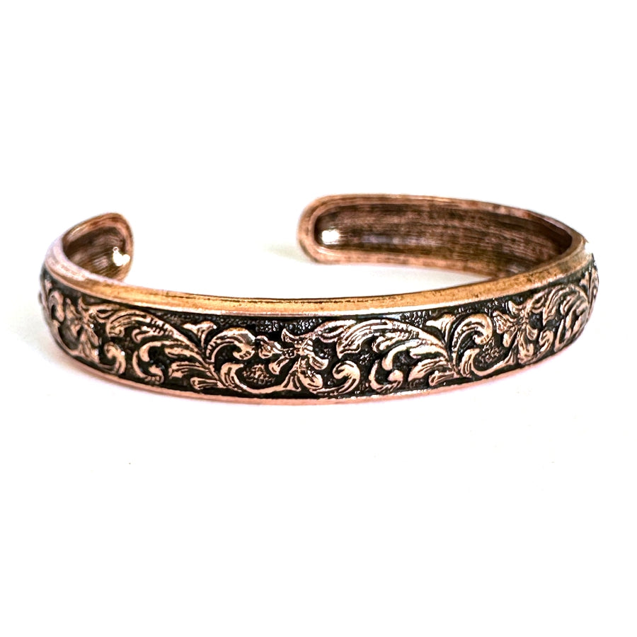Wyo-Horse Wholesale Western Fashion Jewelry -Thin-Metal-Carved-Filigree-Cuff-Silver-or-Copper