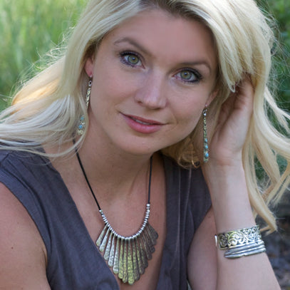 Turquoise Bar Earrings - Patina or Silver