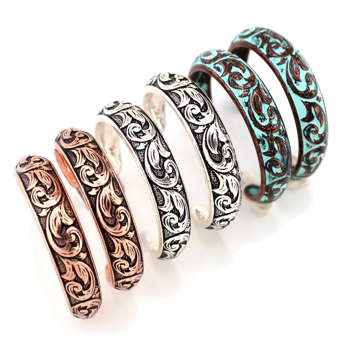Tooled Hoop Earrings - Copper, Silver or Patina