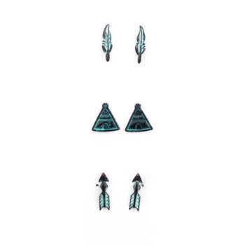 Wyo-Horse Wholesale Western Fashion Jewelry -JE249-Set-Three-Tribal-Earrings