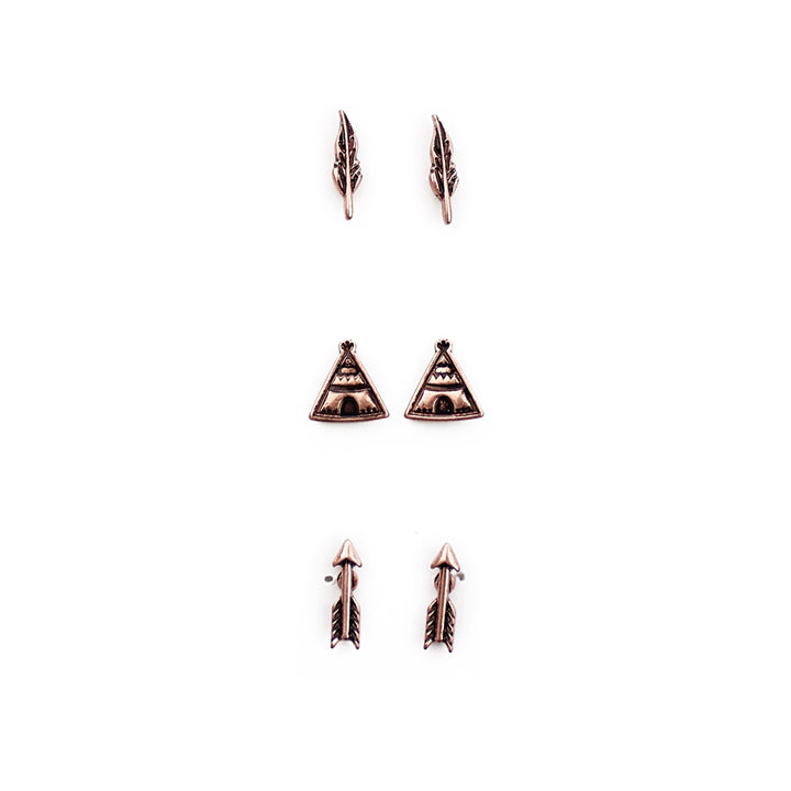 Wyo-Horse Wholesale Western Fashion Jewelry -JE249-Set-Three-Tribal-Earrings