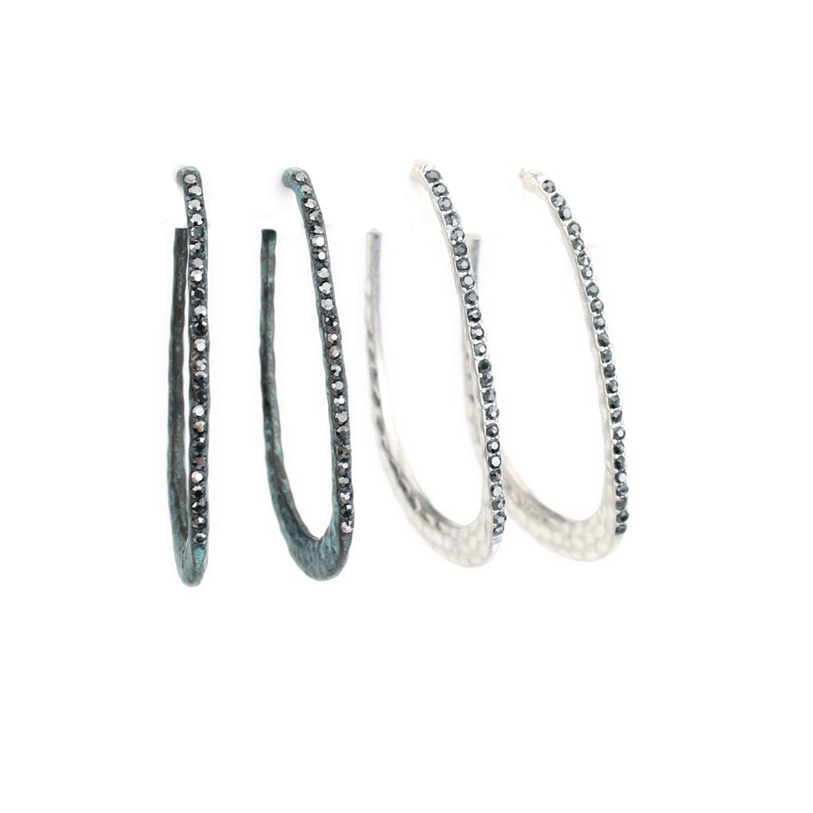 Wyo-Horse Wholesale Western Fashion Jewelry -Hammered-Rhinestone-Hoops