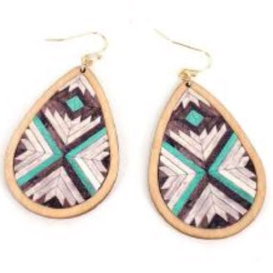 Chevron Parquette Wood Earrings