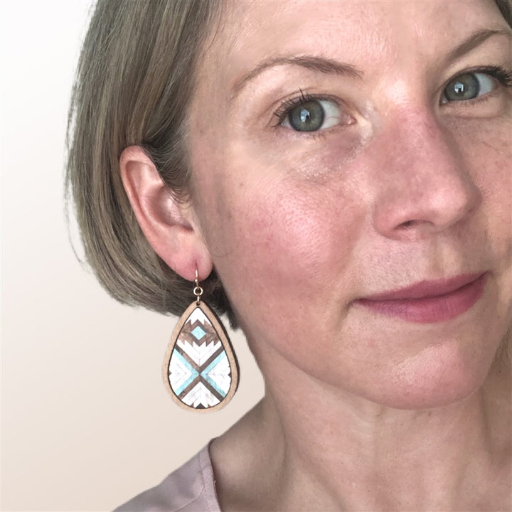 Chevron Parquette Wood Earrings