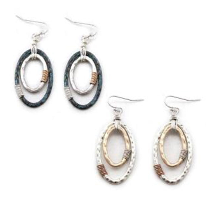 Double Oval Earrings - Patina or Two-Tone