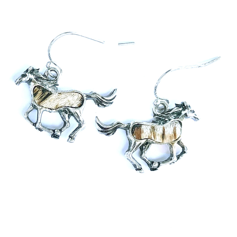Hair on Hide Horse Earrings