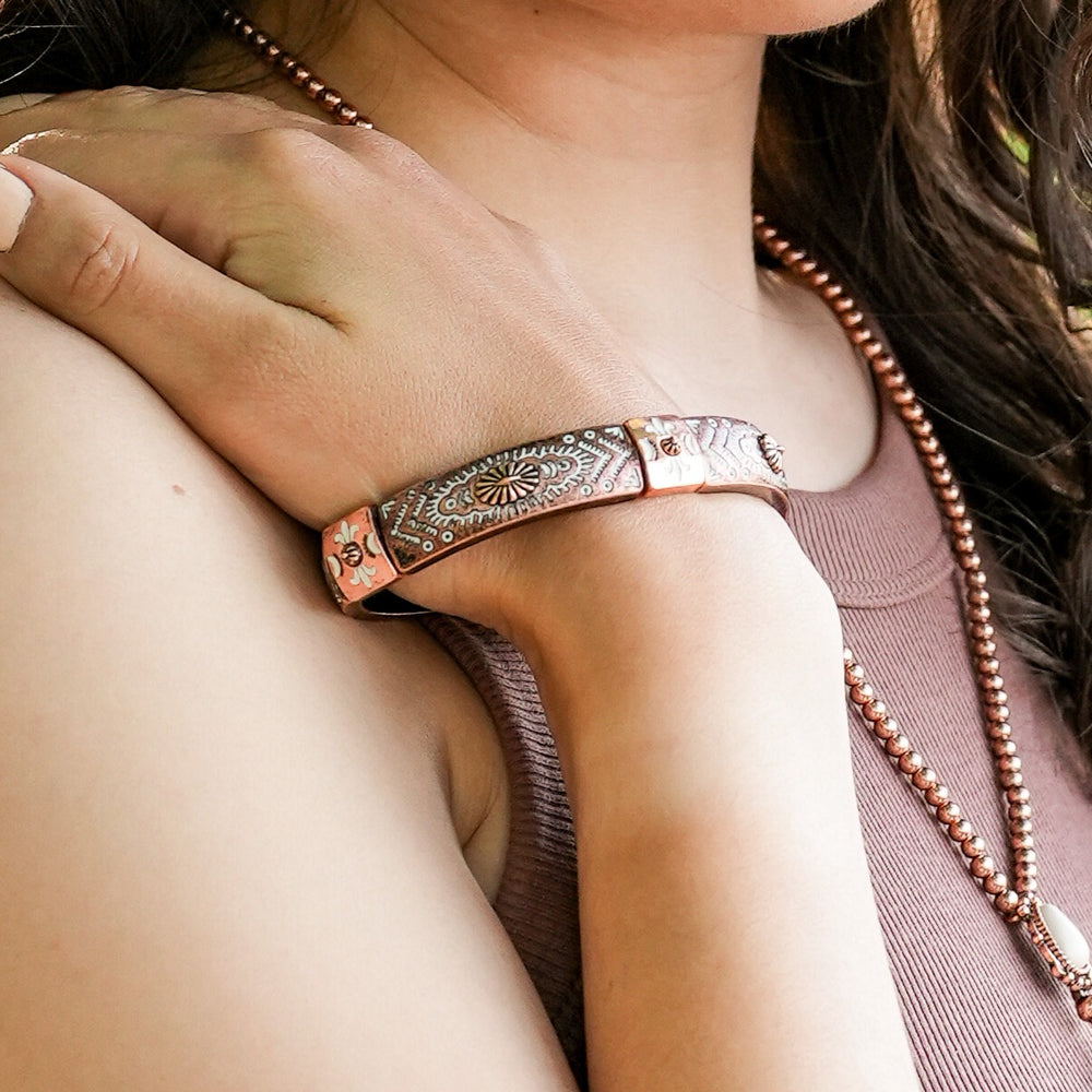 Copper Concho Stretch Bracelet-Wyo-Horse