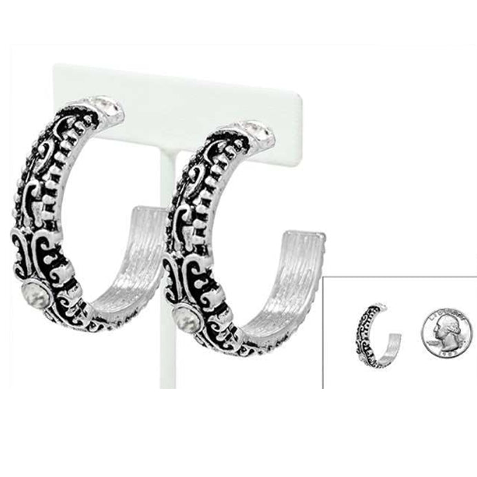Tailored Rhinestone Hoop Earrings