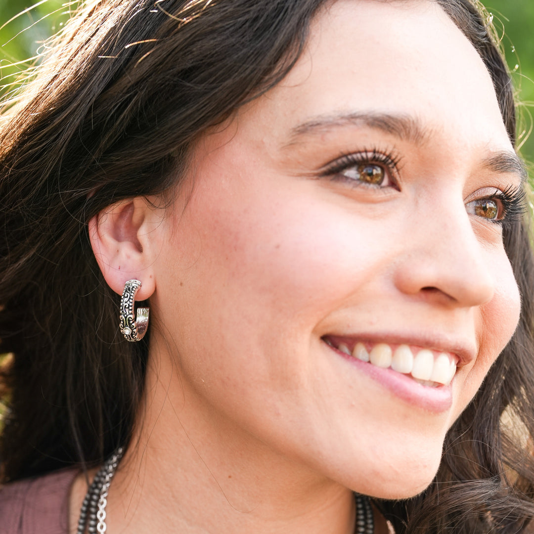 Tailored Rhinestone Hoop Earrings