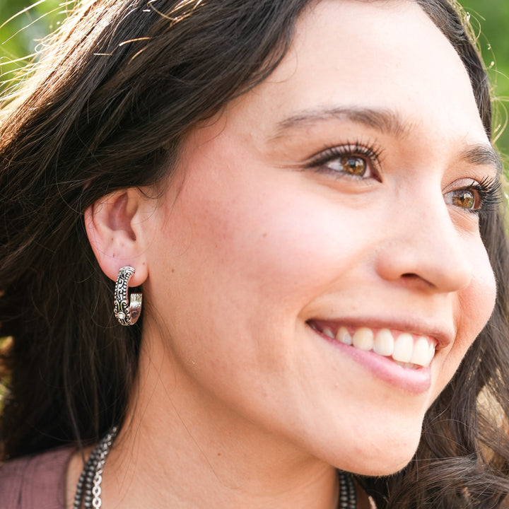 Tailored Rhinestone Hoop Earrings