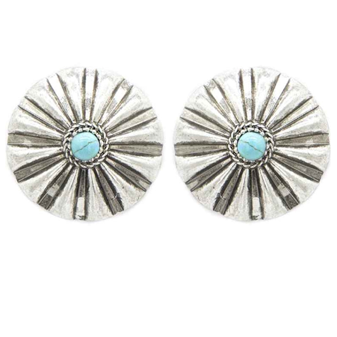 Sunburst Silver Disc Stud