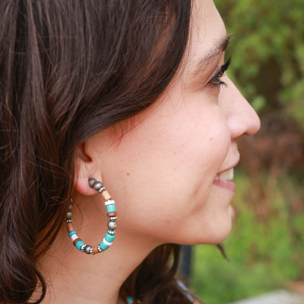 Set of Three Horse Earrings with Beaded Hoops