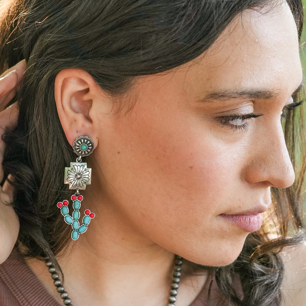 Concho and Cactus Earrings