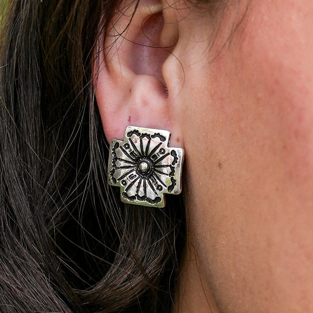 Set of Three Pair of Western Stud Concho Earrings Set