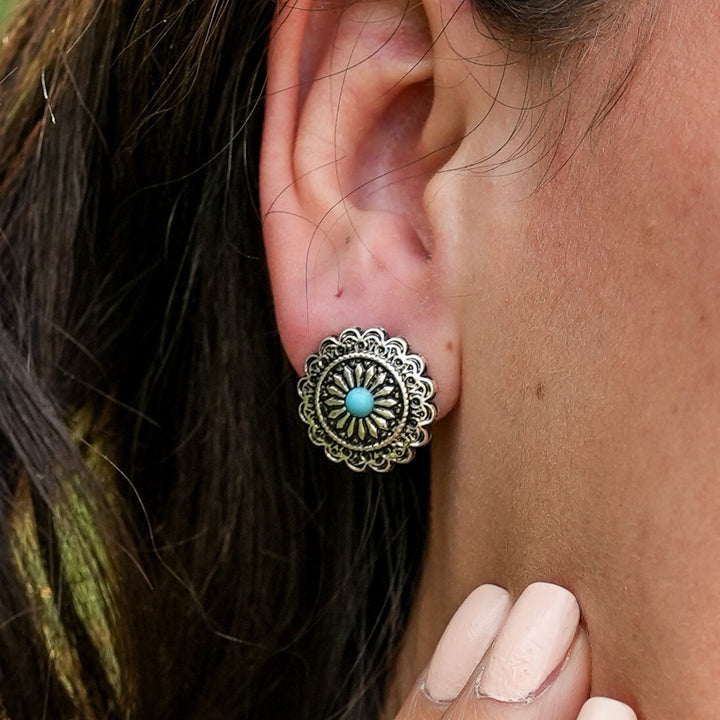 Set of Three Pair of Western Stud Concho Earrings Set