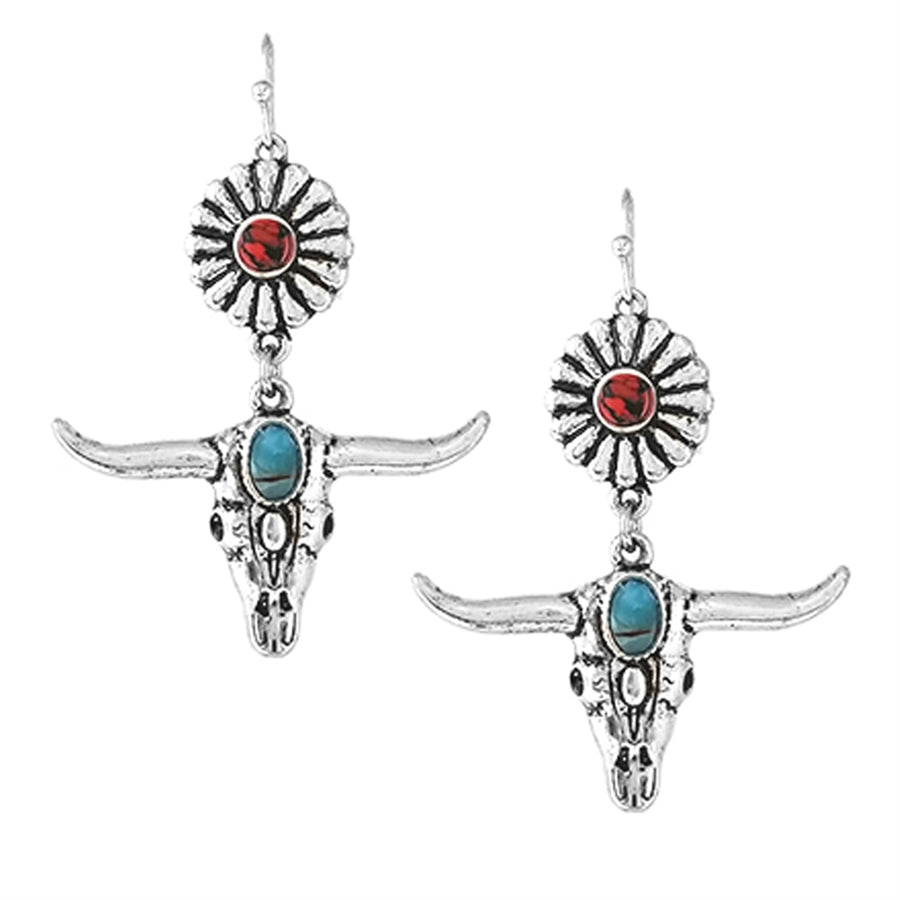 Wyo-Horse Wholesale Western Fashion Jewelry -je411-Deco-Stone-and-Silver-Earrings