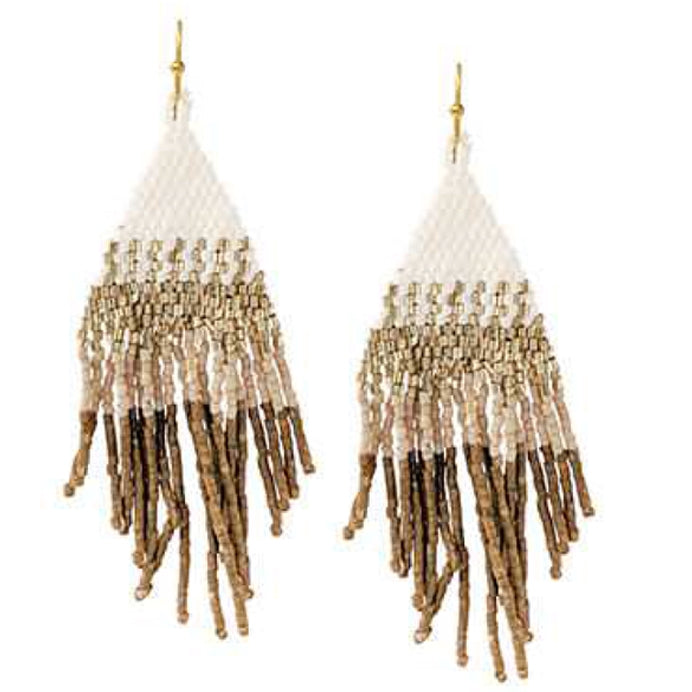 Soft Seed Bead Diamond Fringe Earrings-Blue, Mint, Beige or Peach